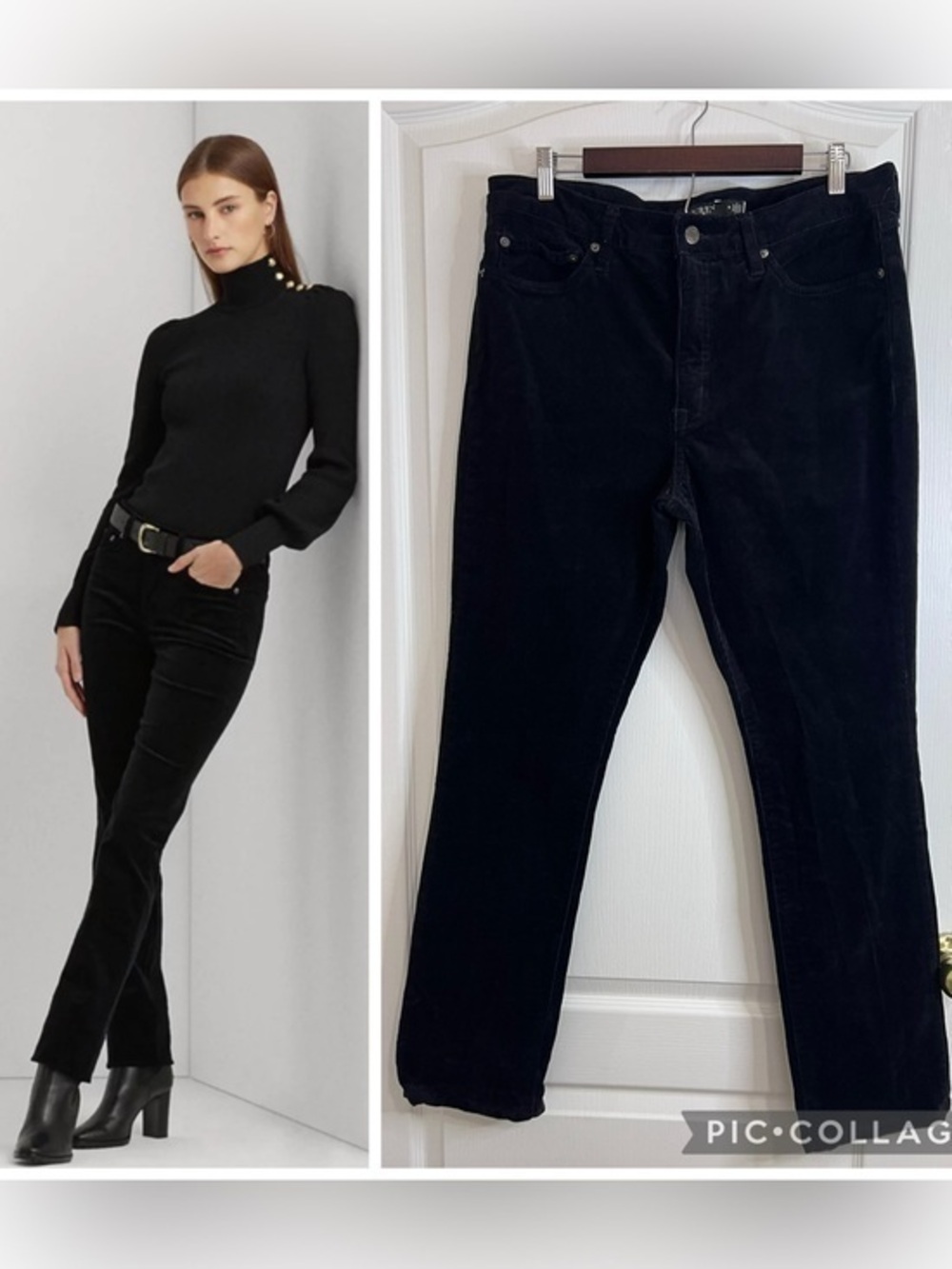 Lauren Ralph Lauren Stretch Corduroy Mid Rise Straight Pants size 16